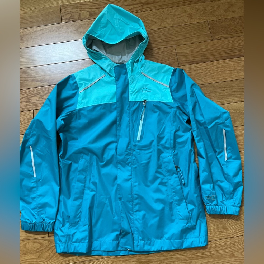 LL Bean kids Trail Model Rain Jacket, Colorblock